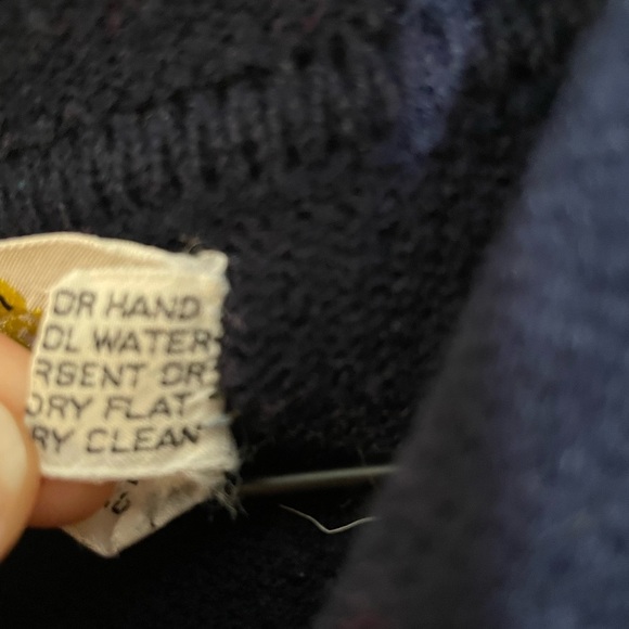 Vintage Fancy That Navy Blue Hooded Cardigan Sweater Size Medium Made In Korea - Picture 5 of 9